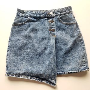 Denim asymmetric button up skirt, size medium